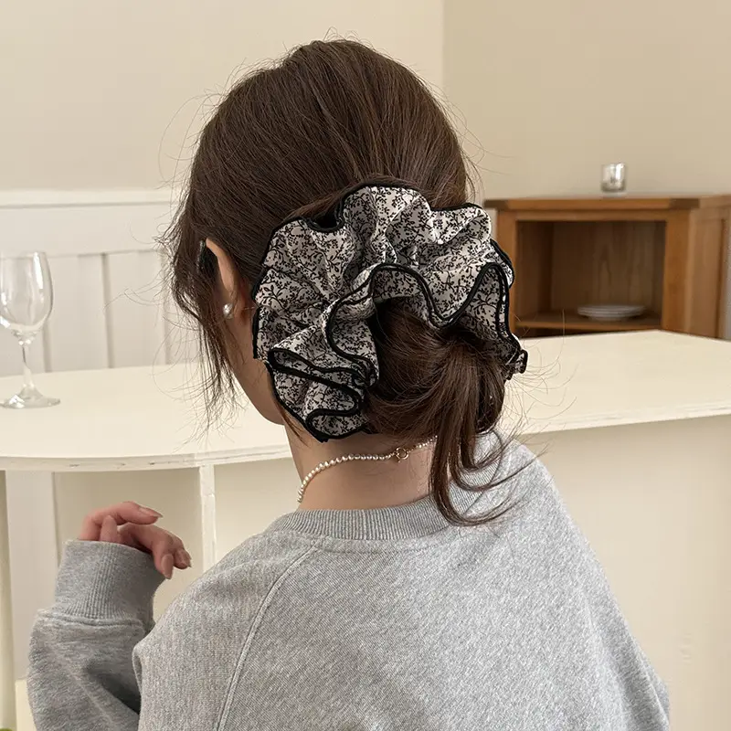 Elegant Ruched Hair Ties for Women Brown Black