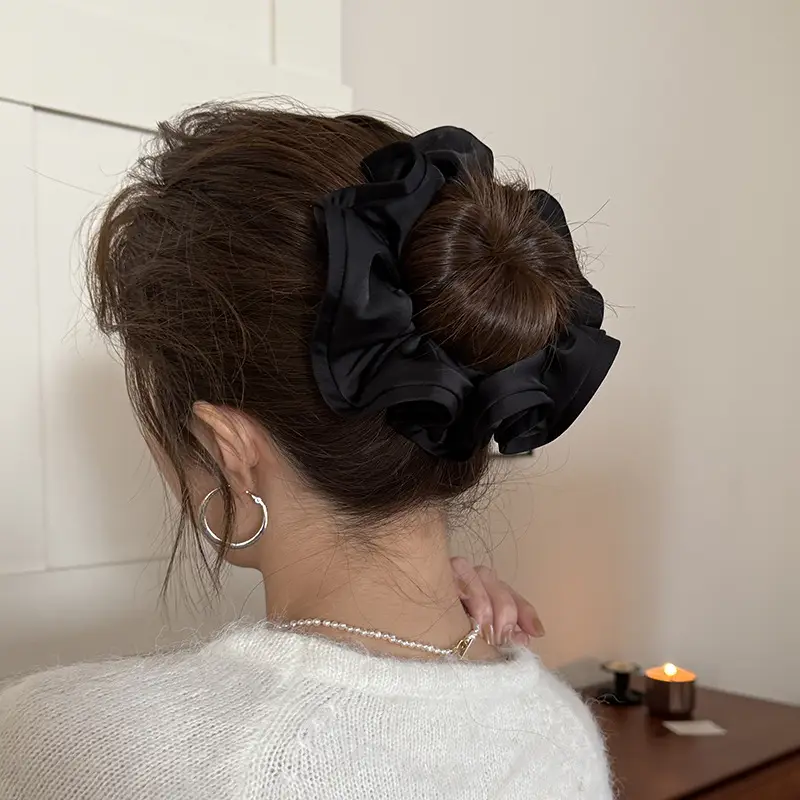 Elegant Ruched Hair Ties for Women Brown Black — feature 3