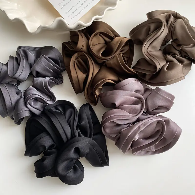 Elegant Ruched Hair Ties for Women Brown Black — feature 6