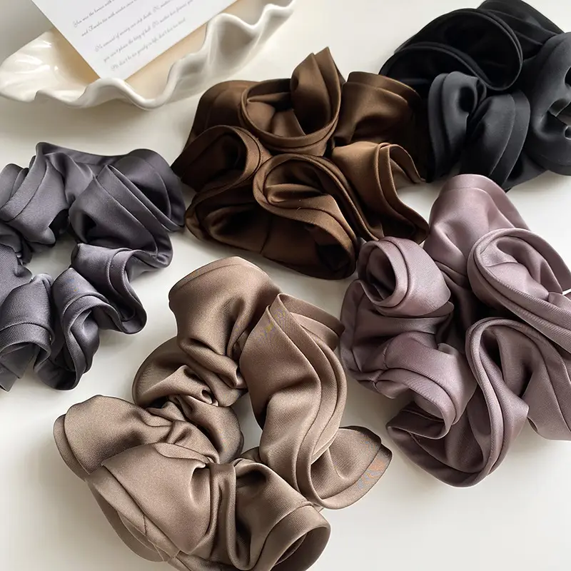 Elegant Ruched Hair Ties for Women Brown Black — feature 7