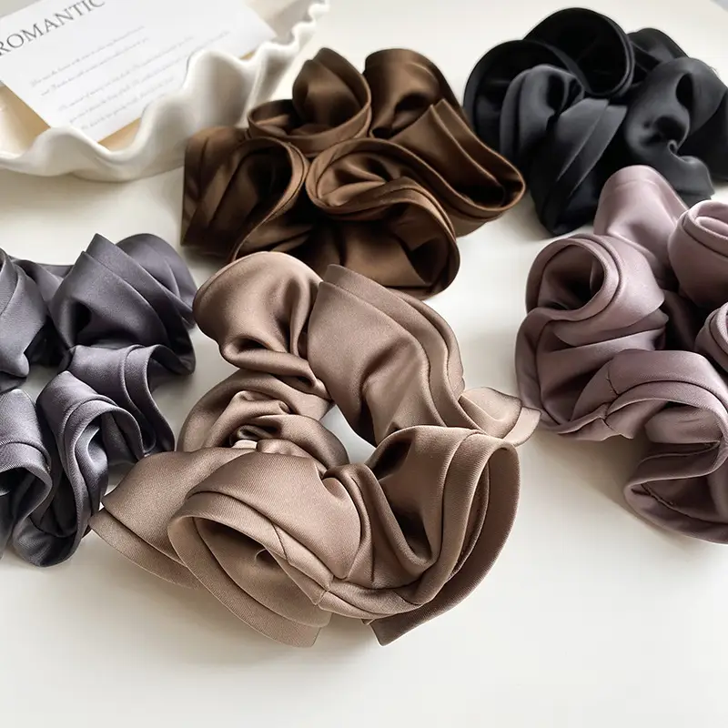 Elegant Ruched Hair Ties for Women Brown Black — feature 8
