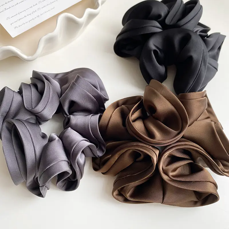 Elegant Ruched Hair Ties for Women Brown Black — feature 9