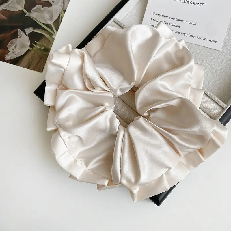 Elegant Ruched Hair Ties for Women Brown Black