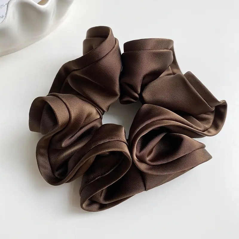 Elegant Ruched Hair Ties for Women Brown Black