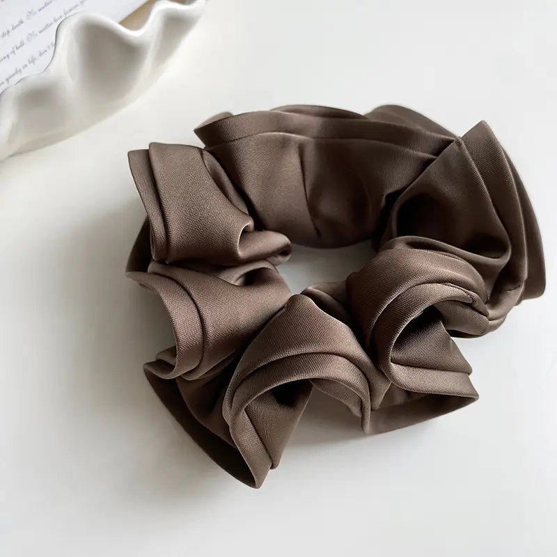 Elegant Ruched Hair Ties for Women Brown Black