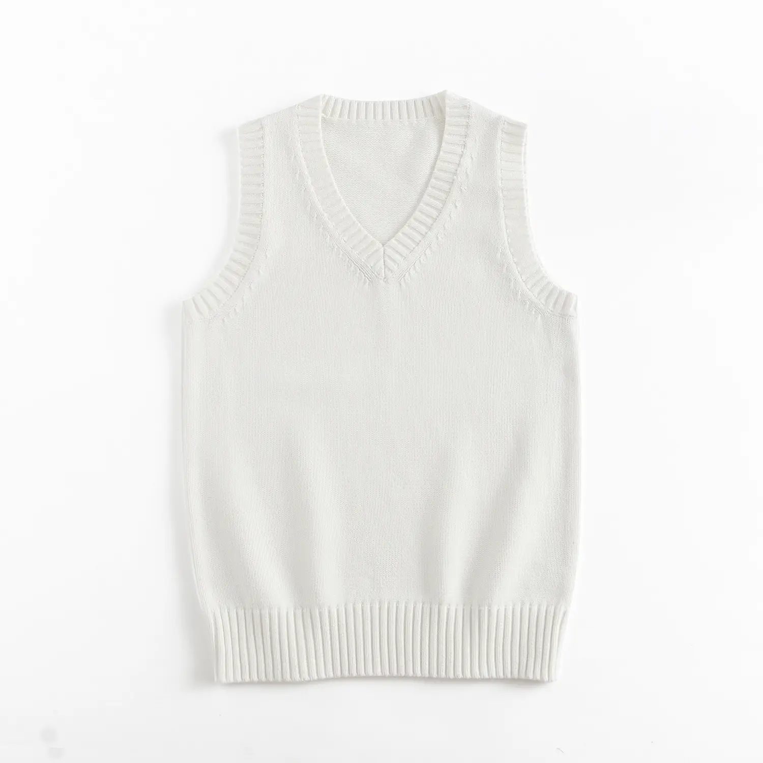 Maroon Knitted Sleeveless V-Neck Vest - Image 25