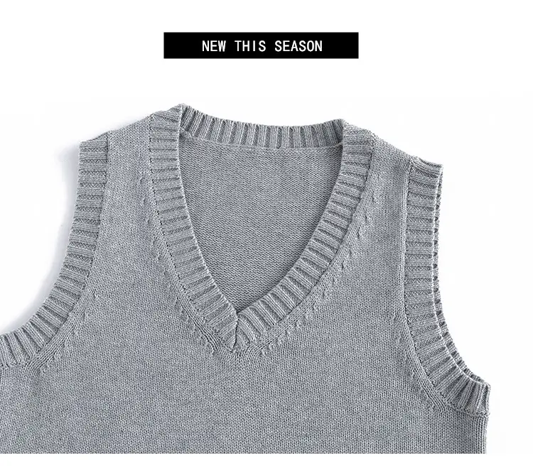Maroon Knitted Sleeveless V-Neck Vest — feature 6
