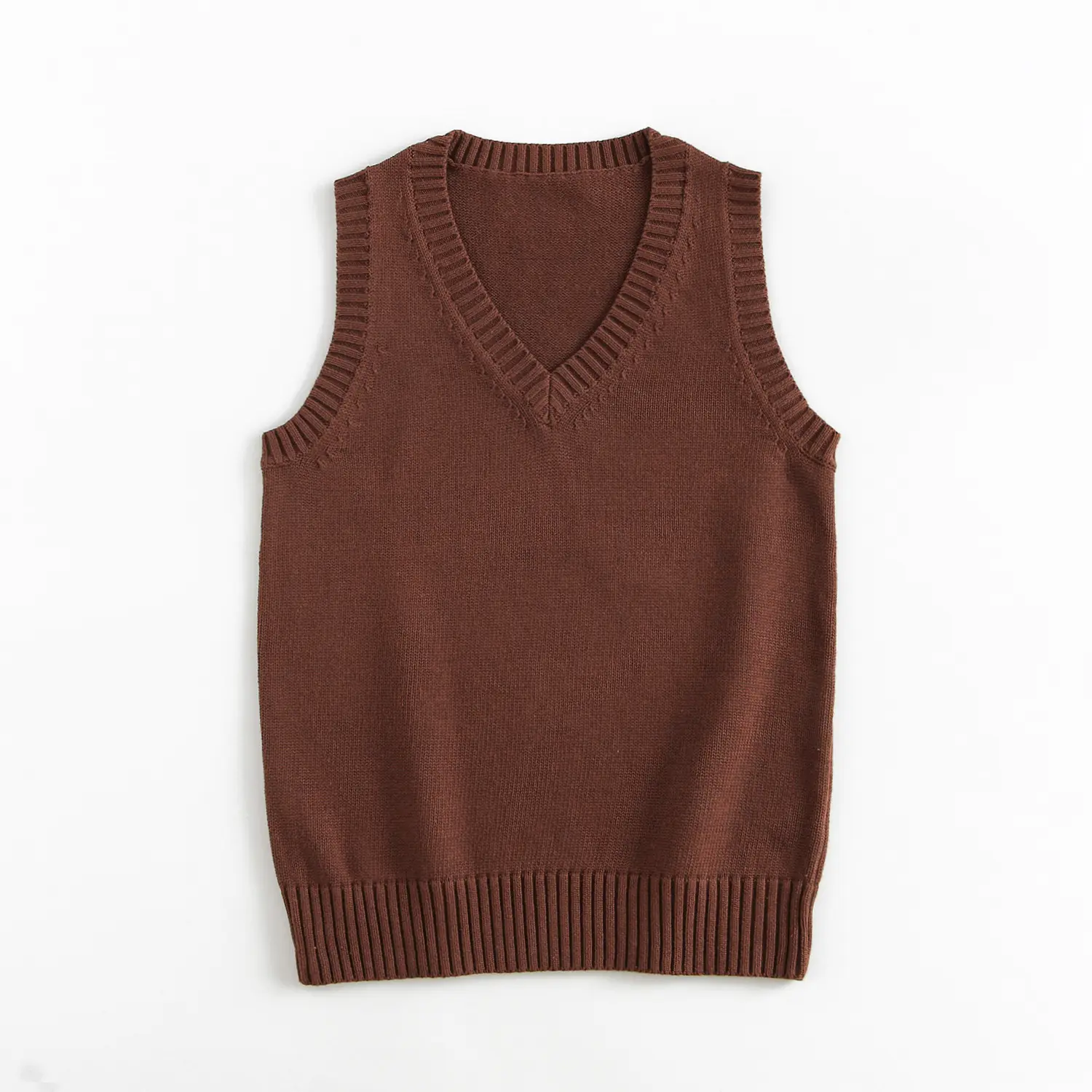 Maroon Knitted Sleeveless V-Neck Vest - Image 10