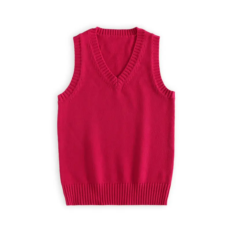 Maroon Knitted Sleeveless V-Neck Vest - Image 21