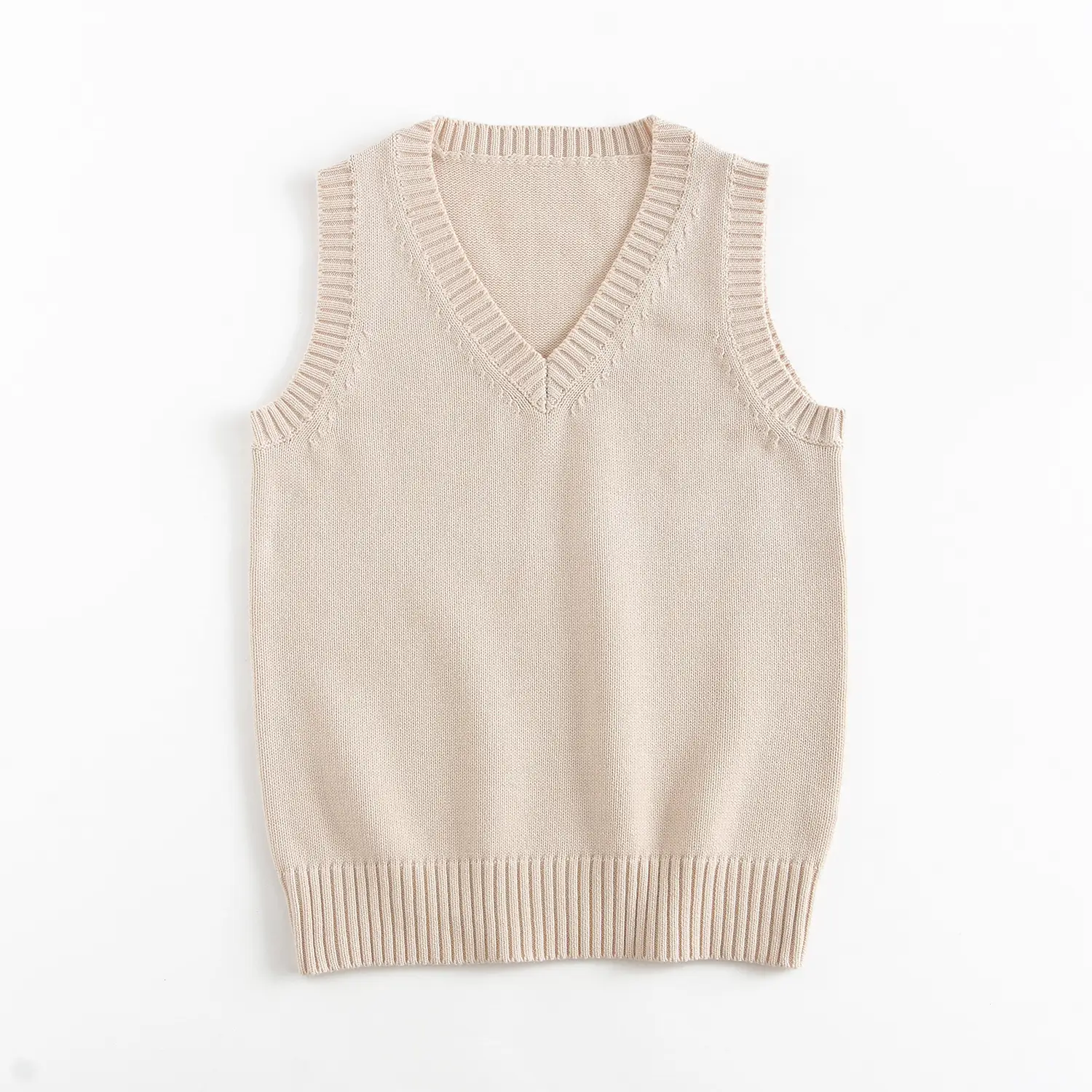Maroon Knitted Sleeveless V-Neck Vest - Image 4