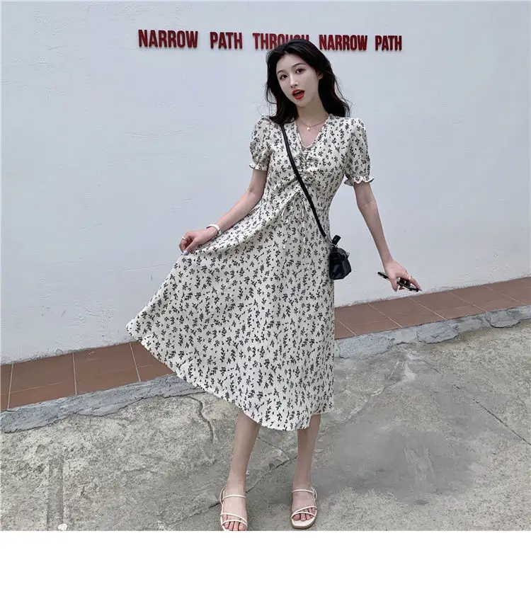 Summer Floral Skirt Dress Petite Medium Length — feature 17