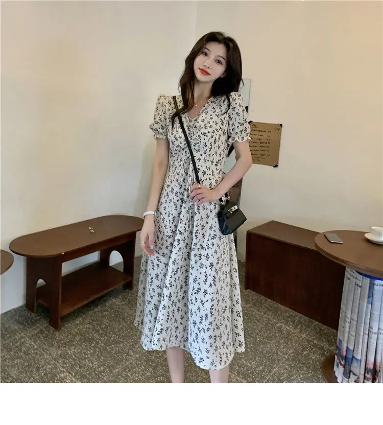 Summer Floral Skirt Dress Petite Medium Length — feature 23