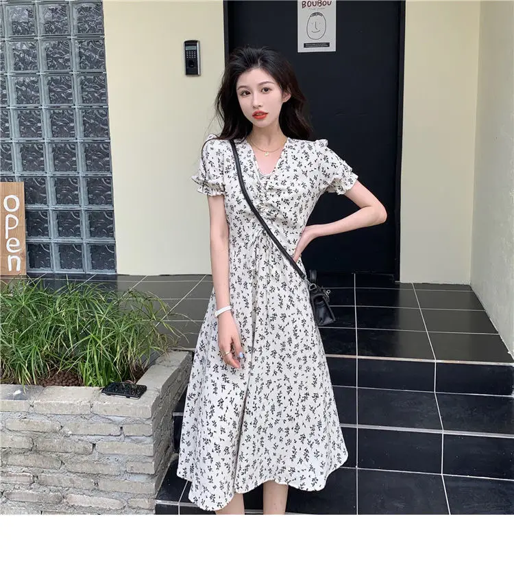 Summer Floral Skirt Dress Petite Medium Length — feature 25