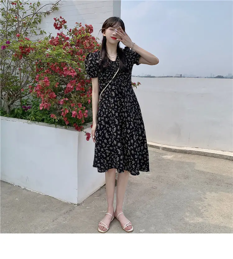Summer Floral Skirt Dress Petite Medium Length — feature 33