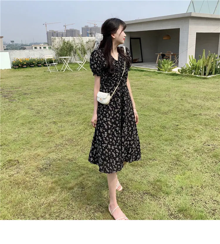 Summer Floral Skirt Dress Petite Medium Length — feature 37