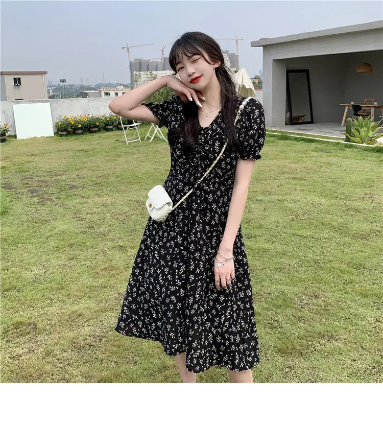 Summer Floral Skirt Dress Petite Medium Length — feature 38