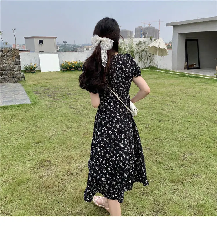 Summer Floral Skirt Dress Petite Medium Length — feature 39