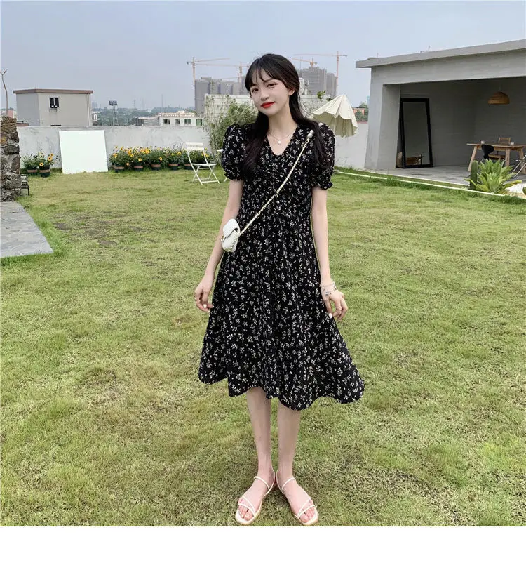 Summer Floral Skirt Dress Petite Medium Length — feature 40