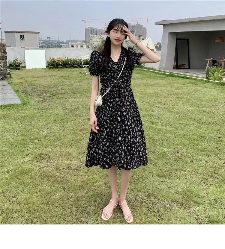 Summer Floral Skirt Dress Petite Medium Length — feature 41