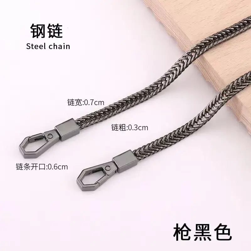 Steel Chain Shoulder Strap Light Gold Wide Strap - Image 2