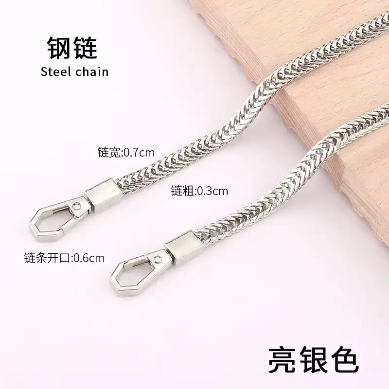 Steel Chain Shoulder Strap Light Gold Wide Strap - Image 3