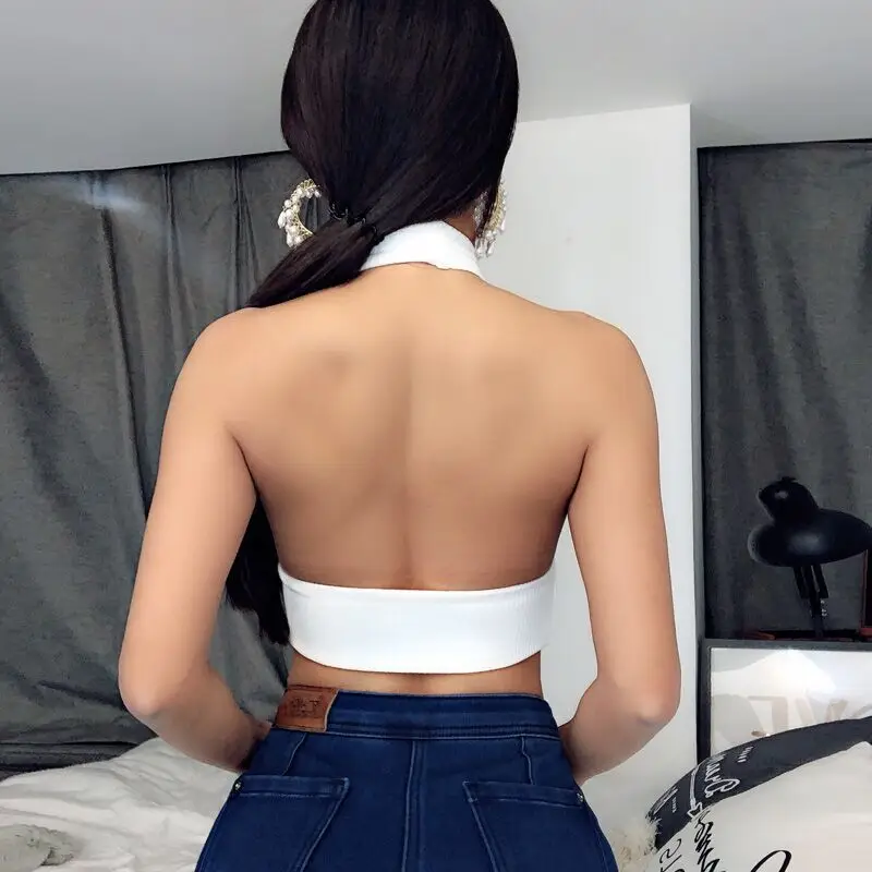 White Elastic Backless Vest for Women - Image 5