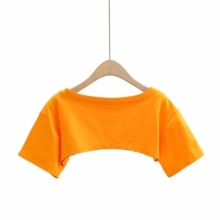 Women White Short Sleeve T-Shirt Round Neck - Image 5