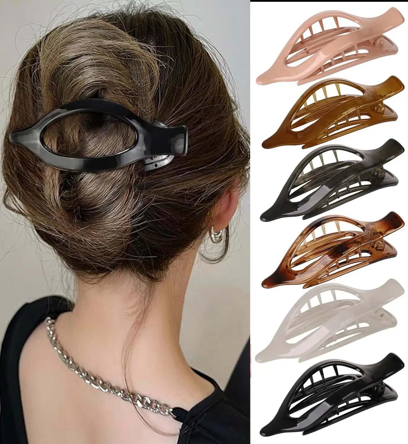 Oval Duckbill Hair Clips Large Grabber Set