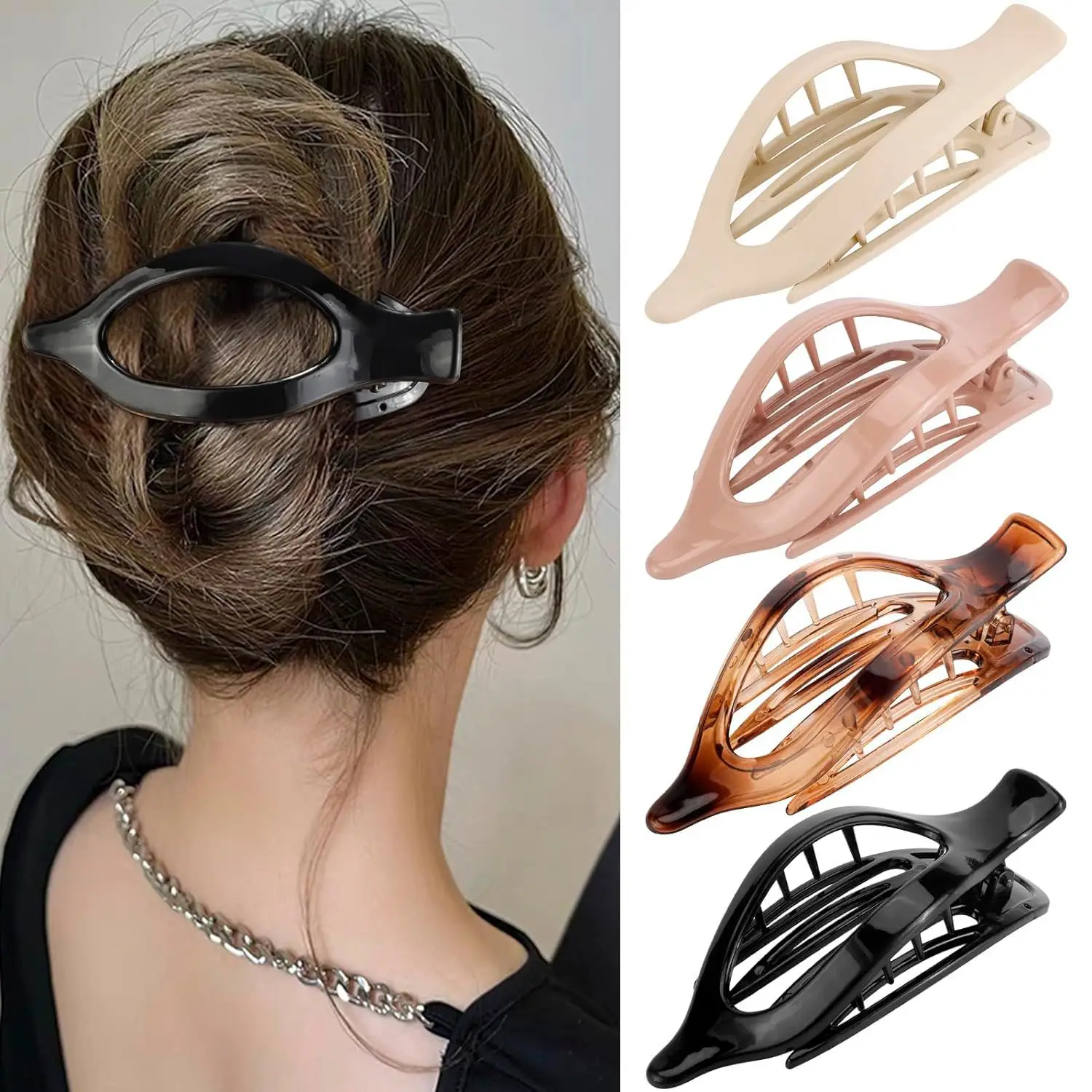Oval Duckbill Hair Clips Large Grabber Set
