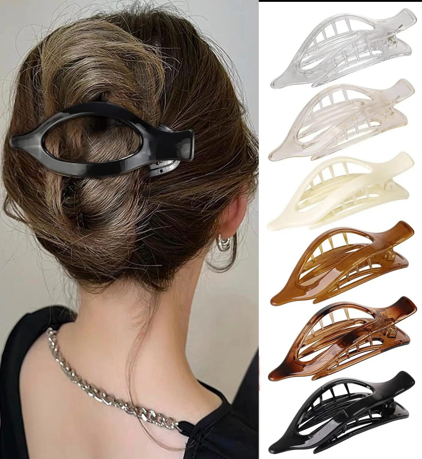 Oval Duckbill Hair Clips Large Grabber Set