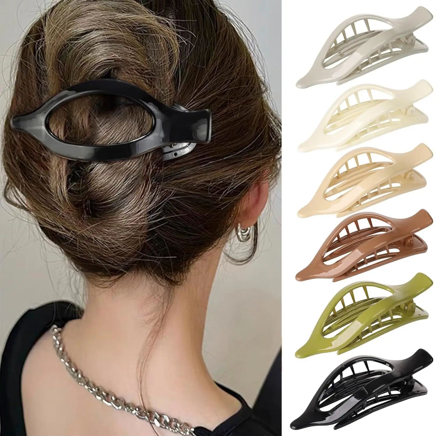 Oval Duckbill Hair Clips Large Grabber Set