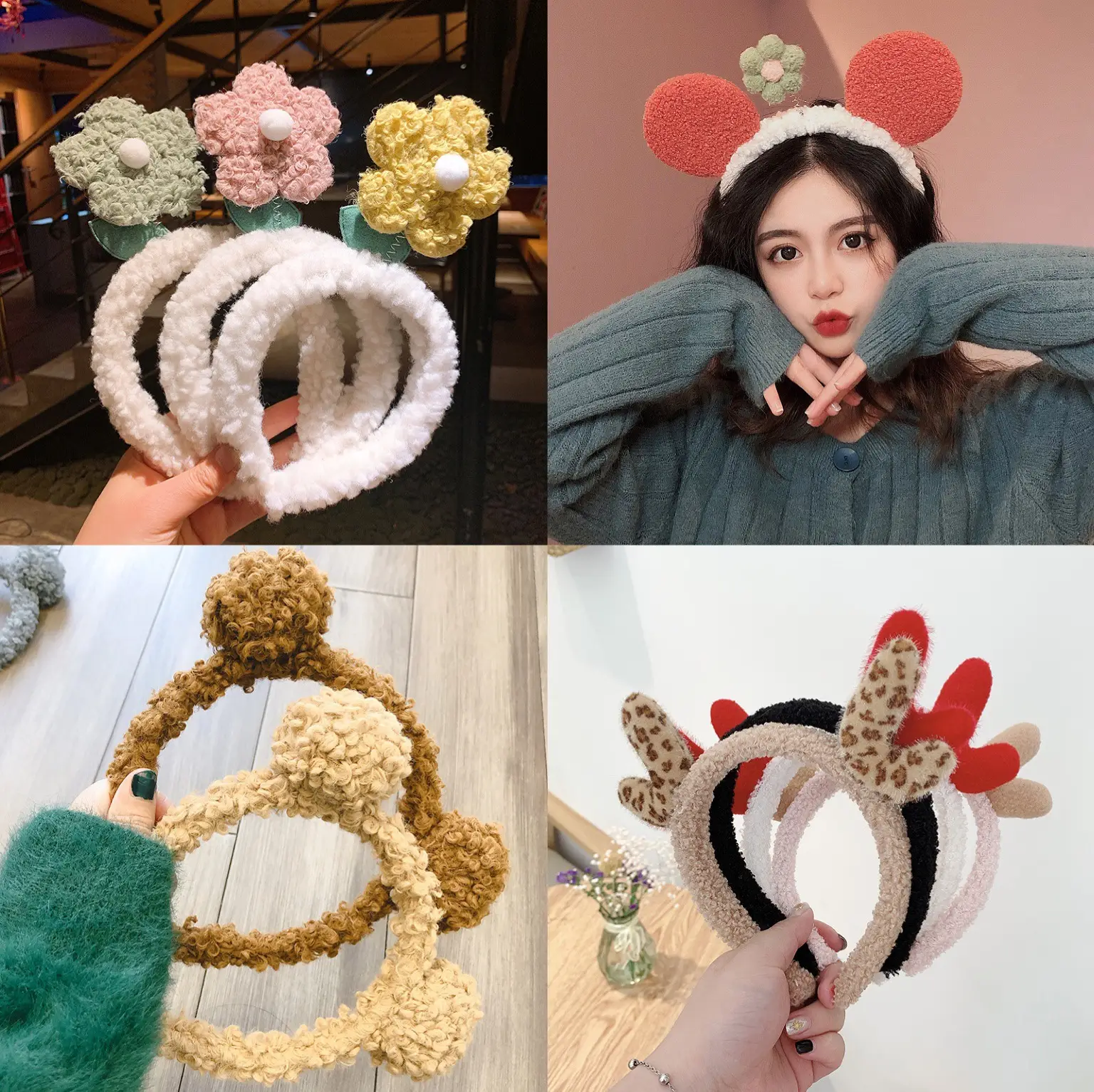 Red Plush Flower Hairband for Girls Cute Headband - Image 5