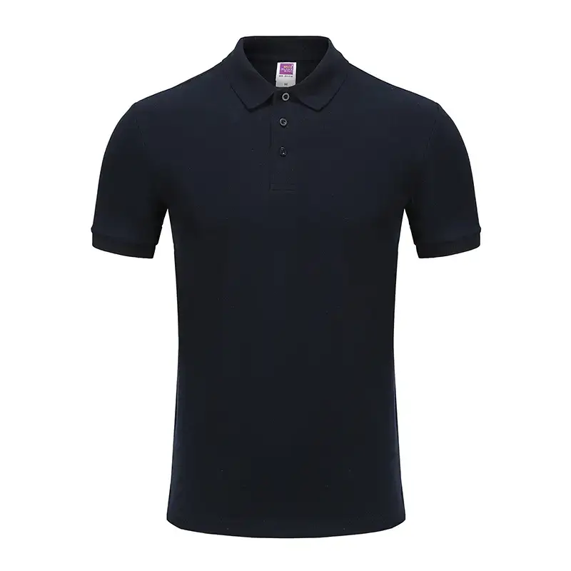 Black Cotton Polo Shirt for Men Short Sleeve - Image 4