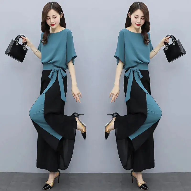 Women Wide Leg Pants Suit Yellow Black 2026 Summer - Image 4