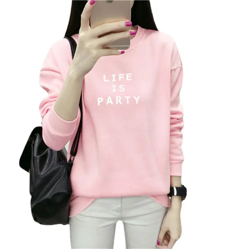 Women Fleece Printed Long Sleeve T-Shirt Navy Blue Party Wear