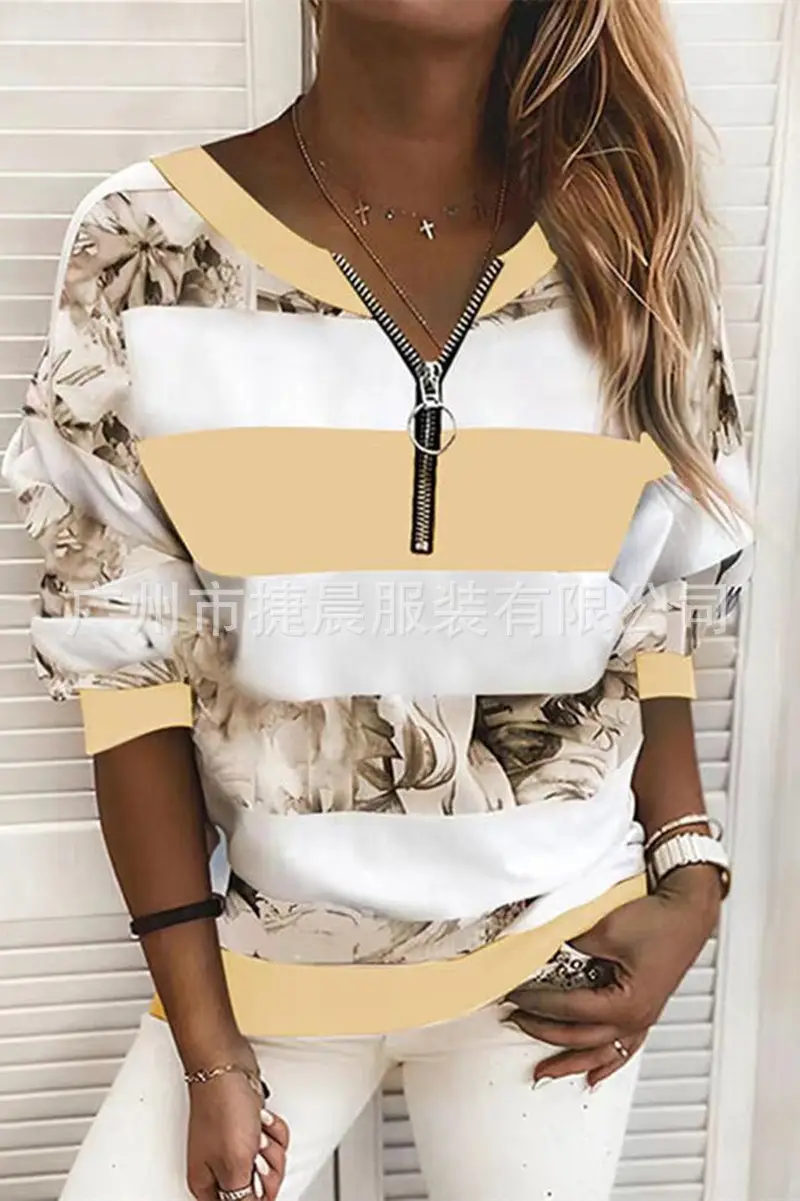 2022 V-Neck Zipper Sweater Women Loose Casual Wear — feature 3