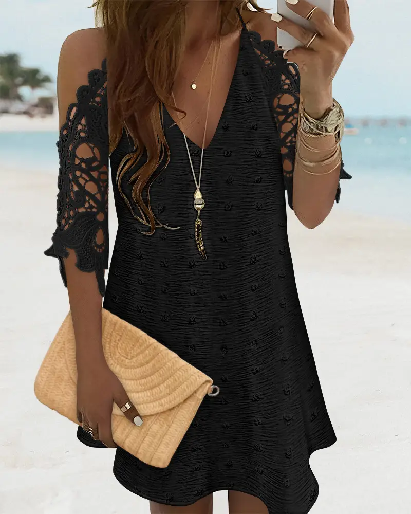 2022 Printed One-shoulder Shorts Suit Orange Blue - Image 9
