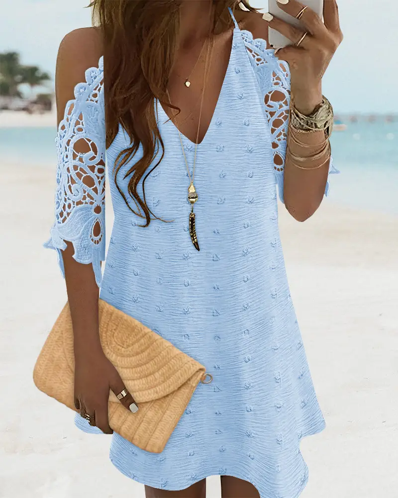 2022 Printed One-shoulder Shorts Suit Orange Blue - Image 7