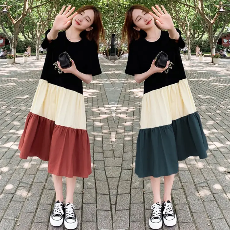 Women's Multi Layer Bell Skirt Set Black Beige Green