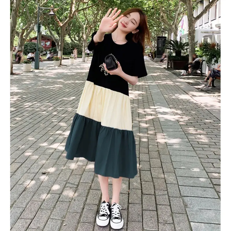 Women's Multi Layer Bell Skirt Set Black Beige Green
