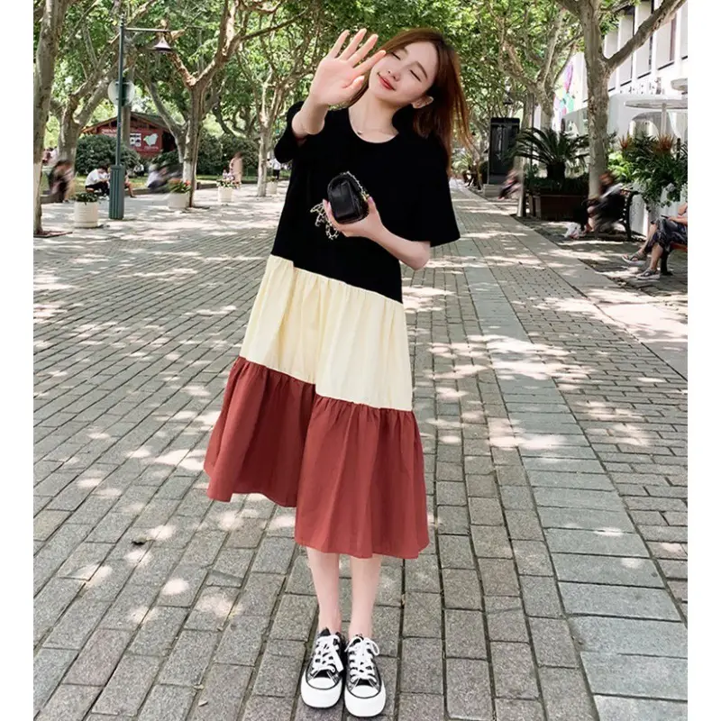 Women's Multi Layer Bell Skirt Set Black Beige Green
