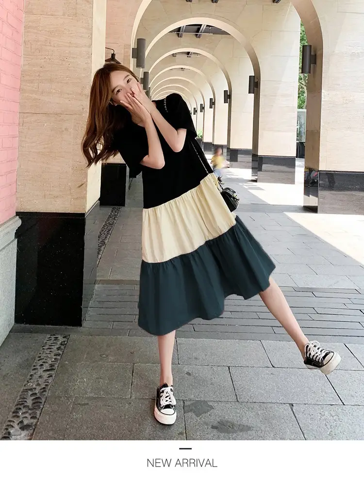 Women's Multi Layer Bell Skirt Set Black Beige Green — feature 11