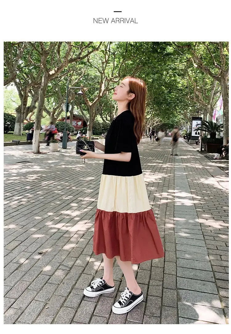 Women's Multi Layer Bell Skirt Set Black Beige Green — feature 12