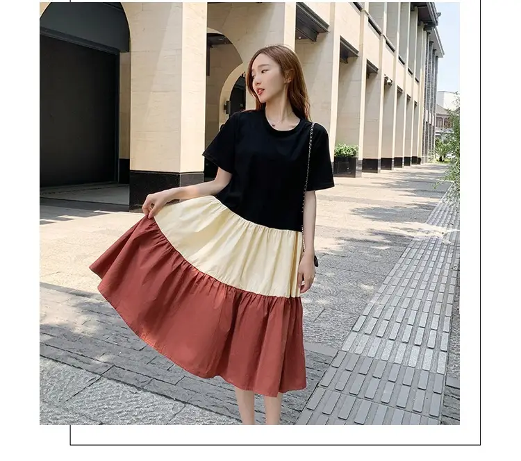 Women's Multi Layer Bell Skirt Set Black Beige Green — feature 16
