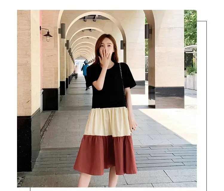 Women's Multi Layer Bell Skirt Set Black Beige Green — feature 17