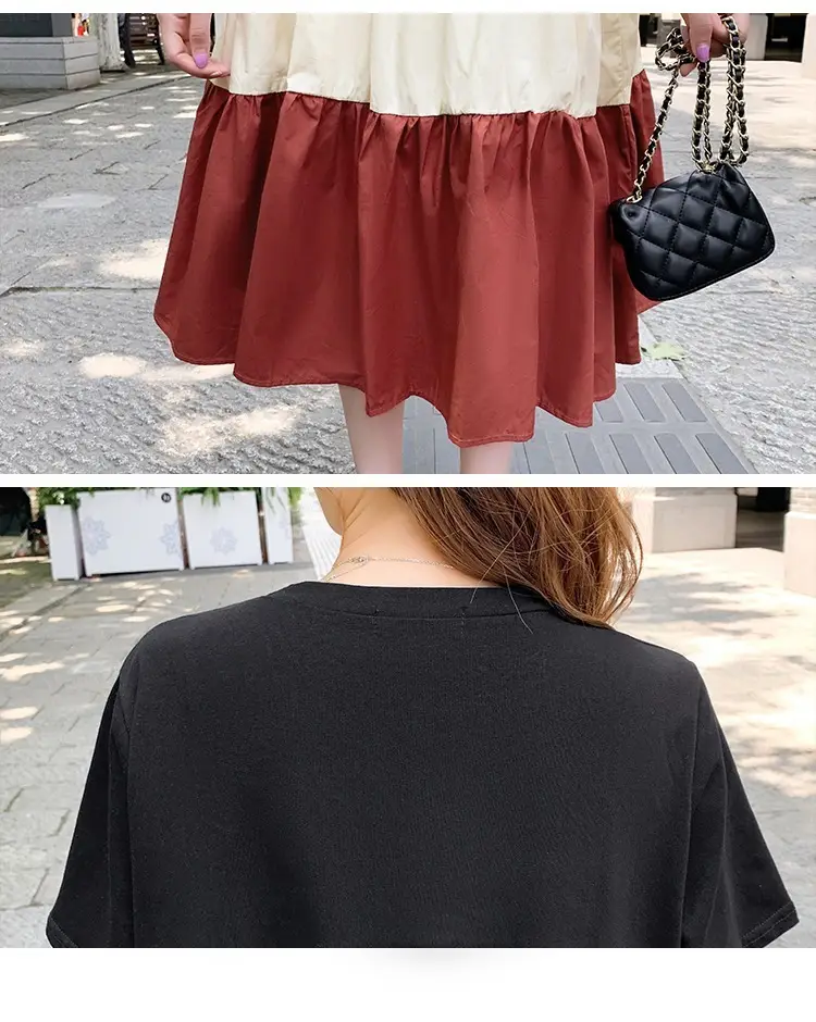 Women's Multi Layer Bell Skirt Set Black Beige Green — feature 20