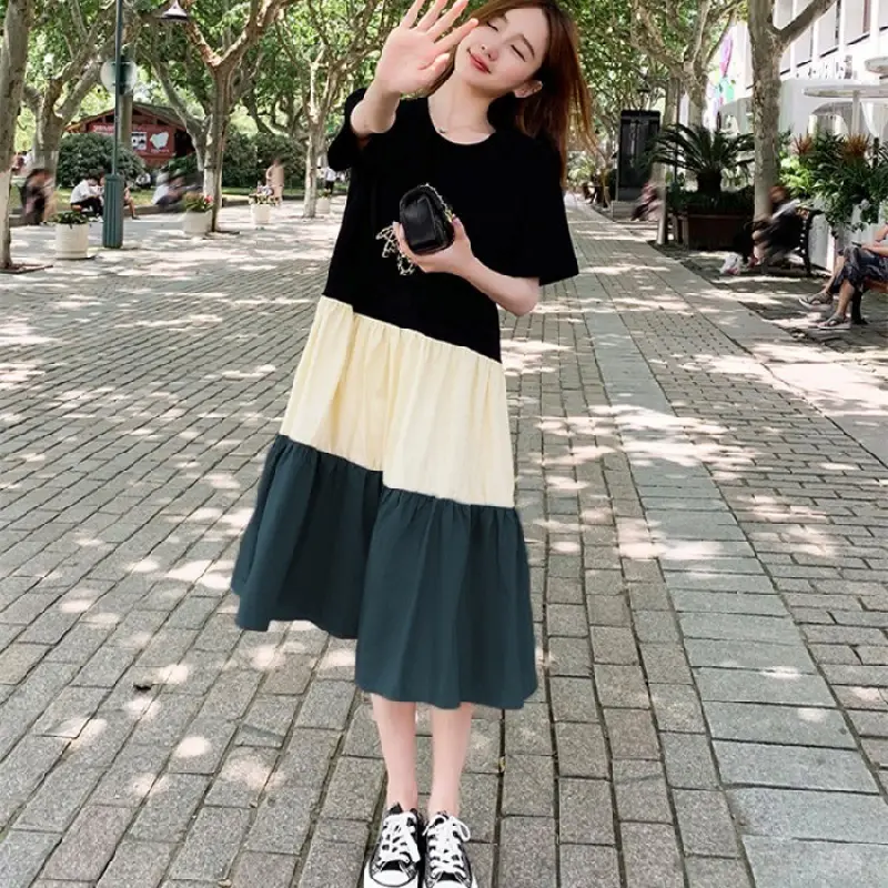 Women's Multi Layer Bell Skirt Set Black Beige Green