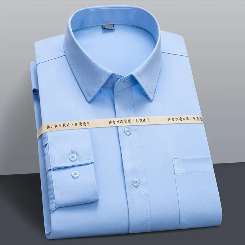 Men's Black Slim Fit Business Shirt with Pocket