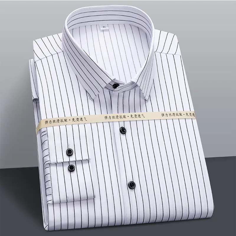 Men's Black Slim Fit Business Shirt with Pocket