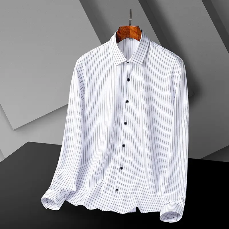Men's Black Slim Fit Business Shirt with Pocket